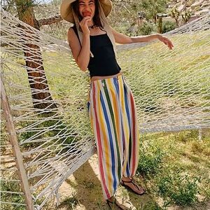 Free People Multicolor Vertical Stripe Wide Leg Pants